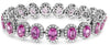 24.03CT DIAMOND & AAA PINK SAPPHIRE 18KT WHITE GOLD OVAL FLOWER TENNIS BRACELET