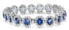 WIDE 20.24CT DIAMOND & SAPPHIRE 18K WHITE GOLD 3D ROUND ETERNITY TENNIS BRACELET