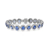 WIDE 20.24CT DIAMOND & SAPPHIRE 18K WHITE GOLD 3D ROUND ETERNITY TENNIS BRACELET