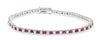 ESTATE 4.13CT DIAMOND & AAA RUBY 14K WHITE GOLD 3D PRINCESS TENNIS LOVE BRACELET