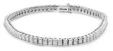 4.42CT DIAMOND 14K WHITE GOLD CLASSIC PRINCESS CHANNEL INVISIBLE TENNIS BRACELET