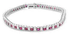 5.5CT DIAMOND & AAA RUBY 14K WHITE GOLD CLASSIC PRINCESS CHANNEL TENNIS BRACELET