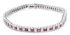 5.5CT DIAMOND & AAA RUBY 14K WHITE GOLD CLASSIC PRINCESS CHANNEL TENNIS BRACELET