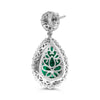 LARGE 11.27CT DIAMOND & AAA EMERALD 18KT WHITE GOLD PEAR SHAPE HANGING EARRINGS
