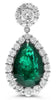 LARGE 11.27CT DIAMOND & AAA EMERALD 18KT WHITE GOLD PEAR SHAPE HANGING EARRINGS