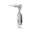 LARGE 11.27CT DIAMOND & AAA EMERALD 18KT WHITE GOLD PEAR SHAPE HANGING EARRINGS