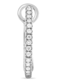 ESTATE .10CT DIAMOND 14KT WHITE GOLD 3D ROUND SEMI HOOP CLIP ON HANGING EARRINGS