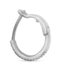 ESTATE .10CT DIAMOND 14KT WHITE GOLD 3D ROUND SEMI HOOP CLIP ON HANGING EARRINGS