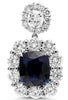 ESTATE EXTRA LARGE 13.2CT DIAMOND & AAA SAPPHIRE 18K WHITE GOLD HANGING EARRINGS
