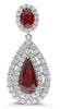 ESTATE LARGE 5.73CT DIAMOND & AAA RUBY 18K WHITE GOLD TEAR DROP HANGING EARRINGS