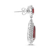 ESTATE LARGE 5.73CT DIAMOND & AAA RUBY 18K WHITE GOLD TEAR DROP HANGING EARRINGS