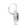 LARGE 3.13CT DIAMOND & SAPPHIRE 18K WHITE GOLD 3D DOUBLE HALO LEVERBACK EARRINGS