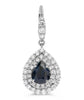 LARGE 2.23CT DIAMOND & SAPPHIRE 18K WHITE GOLD 3D DOUBLE HALO LEVERBACK EARRINGS