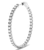 LARGE 2.00CT DIAMOND 14K WHITE GOLD 3D CLASSIC INSIDE OUT HOOP HANGING EARRINGS