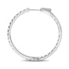 ESTATE 2.00CT DIAMOND 14K WHITE GOLD 3D CLASSIC INSIDE OUT HOOP HANGING EARRINGS