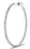 ESTATE 1.0CT DIAMOND 14K WHITE GOLD 3D CLASSIC INSIDE OUT HOOP HANGING EARRINGS