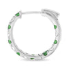 1.07CT DIAMOND & AAA TSAVORITE 14KT WHITE GOLD INSIDE OUT HOOP HANGING EARRINGS