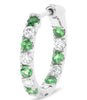 1.07CT DIAMOND & AAA TSAVORITE 14KT WHITE GOLD INSIDE OUT HOOP HANGING EARRINGS