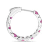 1.1CT DIAMOND & AAA PINK SAPPHIRE 14KT WHITE GOLD CLASSIC HOOP HANGING EARRINGS