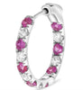 1.1CT DIAMOND & AAA PINK SAPPHIRE 14KT WHITE GOLD CLASSIC HOOP HANGING EARRINGS