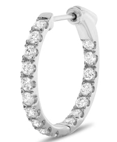 .50CT DIAMOND 14KT WHITE GOLD CLASSIC 3D INSIDE OUT HOOP HANGING EARRINGS