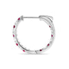 ESTATE .64CT DIAMOND & AAA RUBY 14KT WHITE GOLD INSIDE OUT HOOP HANGING EARRINGS