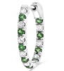 .61CT DIAMOND & AAA TSAVORITE 14KT WHITE GOLD INSIDE OUT HOOP HANGING EARRINGS