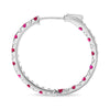 1.17CT DIAMOND & AAA RUBY 14KT WHITE GOLD 3D INSIDE OUT HOOP HANGING EARRINGS