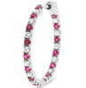 1.17CT DIAMOND & AAA RUBY 14KT WHITE GOLD 3D INSIDE OUT HOOP HANGING EARRINGS