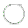 1.09CT DIAMOND & AAA TSAVORITE 14KT WHITE GOLD INSIDE OUT HOOP HANGING EARRINGS