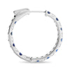 1.73CT DIAMOND & AAA SAPPHIRE 14K WHITE GOLD 3D INSIDE OUT HOOP HANGING EARRINGS