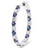 1.73CT DIAMOND & AAA SAPPHIRE 14K WHITE GOLD 3D INSIDE OUT HOOP HANGING EARRINGS