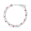 1.73CT DIAMOND & AAA RUBY 14KT WHITE GOLD 3D INSIDE OUT HOOP HANGING EARRINGS