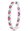 1.73CT DIAMOND & AAA RUBY 14KT WHITE GOLD 3D INSIDE OUT HOOP HANGING EARRINGS