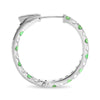 1.59CT DIAMOND & AAA TSAVORITE 14KT WHITE GOLD INSIDE OUT HOOP HANGING EARRINGS