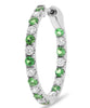 1.59CT DIAMOND & AAA TSAVORITE 14KT WHITE GOLD INSIDE OUT HOOP HANGING EARRINGS