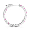 1.66CT DIAMOND AAA PINK SAPPHIRE 14K WHITE GOLD INSIDE OUT HOOP HANGING EARRINGS