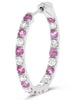 1.66CT DIAMOND AAA PINK SAPPHIRE 14K WHITE GOLD INSIDE OUT HOOP HANGING EARRINGS