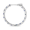 1.17CT DIAMOND & AAA SAPPHIRE 14KT WHITE GOLD INSIDE OUT HOOP HANGING EARRINGS