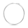 LARGE 2.0CT DIAMOND 14KT WHITE GOLD 3D CLASSIC INSIDE OUT HOOP HANGING EARRINGS