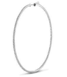 EXTRA LARGE 1.0CT DIAMOND 14KT WHITE GOLD 3D INSIDE OUT HOOP HANGING EARRINGS