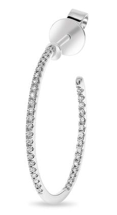 ESTATE .15CT DIAMOND 14KT WHITE GOLD 3D CLASSIC INSIDE OUT HOOP HANGING EARRINGS