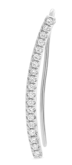 ESTATE .18CT DIAMOND 14KT WHITE GOLD 3D CLASSIC CURVE BAR HANGING EARRINGS