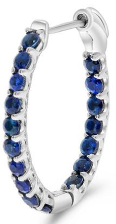 1.25CT AAA SAPPHIRE 14KT WHITE GOLD 3D INSIDE OUT LUCIDA HOOP HANGING EARRINGS