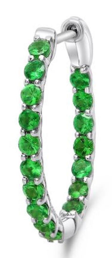 1.25CT AAA TSAVORITE 14KT WHITE GOLD 3D INSIDE OUT LUCIDA HOOP HANGING EARRINGS