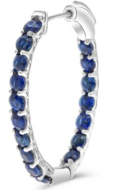 2.80CT AAA SAPPHIRE 14KT WHITE GOLD 3D INSIDE OUT LUCIDA HOOP HANGING EARRINGS