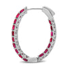 ESTATE 2.80CT AAA RUBY 14K WHITE GOLD 3D CLASSIC LUCIDA INSIDE OUT HOOP EARRINGS