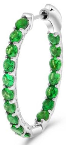 2.80CT AAA TSAVORITE 14KT WHITE GOLD 3D INSIDE OUT LUCIDA HOOP HANGING EARRINGS