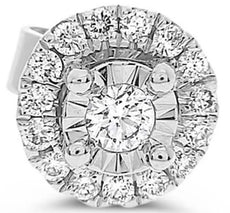 ESTATE .23CT DIAMOND 14KT WHITE GOLD 3D ROUND FLOWER CLASSIC STUD EARRINGS