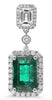 LARGE 7.28CT DIAMOND & AAA EMERALD 18KT WHITE GOLD 3D BAGUETTE HANGING EARRINGS